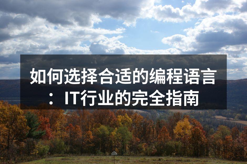 如何选择合适的编程语言：IT行业的完全指